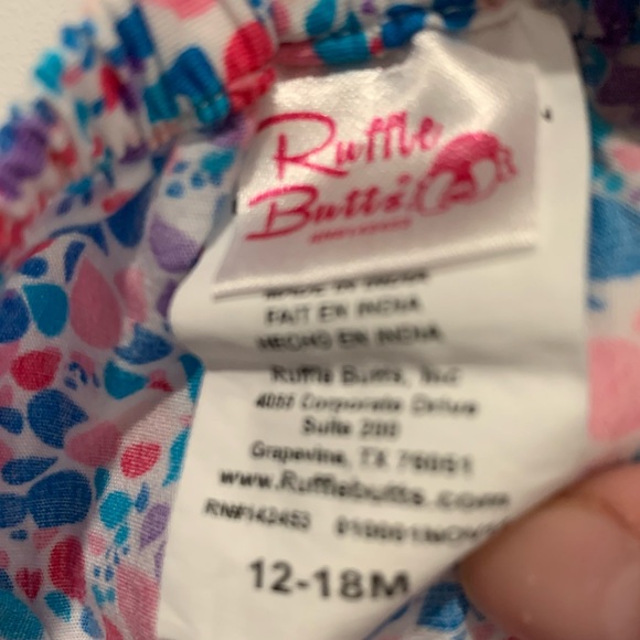 Ruffle butts one piece multicoloured romper with ruffles. Size 12-18 months. - Picture 4 of 5